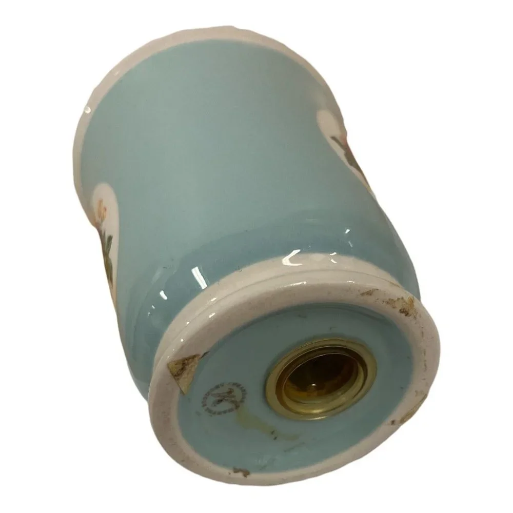 Martha Stewart Everyday Light  Blue Pink Floral Design Toothbrush Holder Ceramic